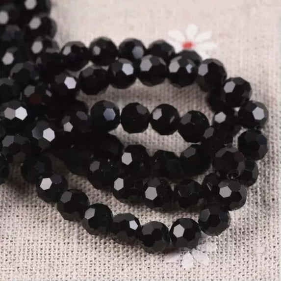 U8MO 100pcs 6mm Round 32Facets Crystal Glass Loose Ball Sphere Crafts Beads lot-2 Black
