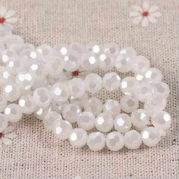 U8MO 100pcs 6mm Round 32Facets Crystal Glass Loose Ball Sphere Crafts Beads lot-28A Jade White AB