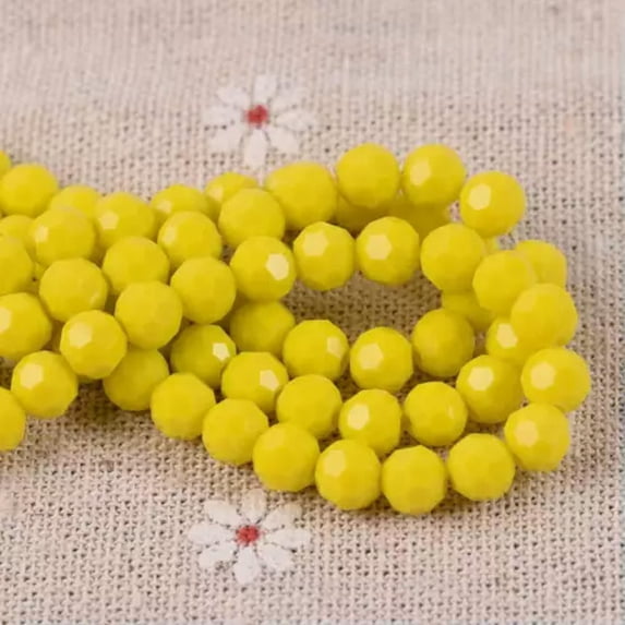 U8MO 100pcs 6mm Round 32Facets Crystal Glass Loose Ball Sphere Crafts Beads lot-34 Opaque Yellow