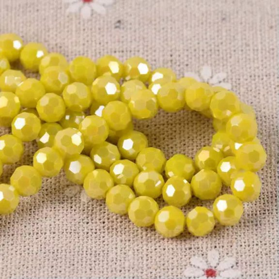 U8MO 100pcs 6mm Round 32Facets Crystal Glass Loose Ball Sphere Crafts Beads lot-34A Opaque Yellow AB