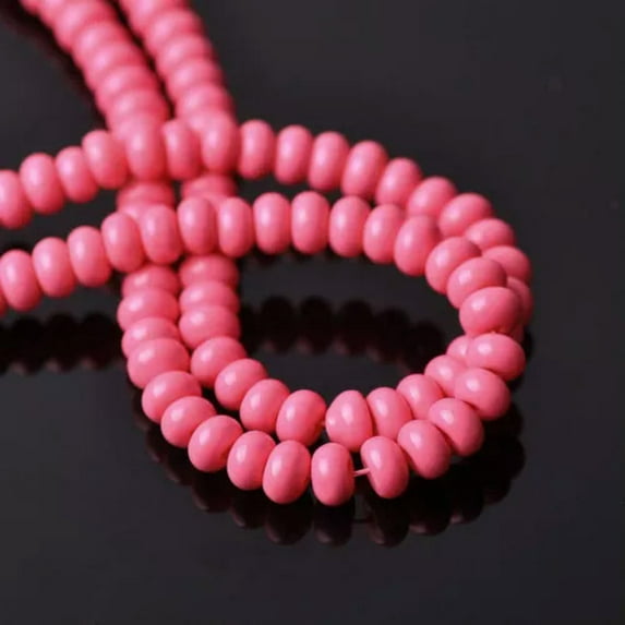U8MO 100pcs 6x4mm Rondelle Coated Glass Loose Spacer Beads lot for Jewelry Making-Deep Pink