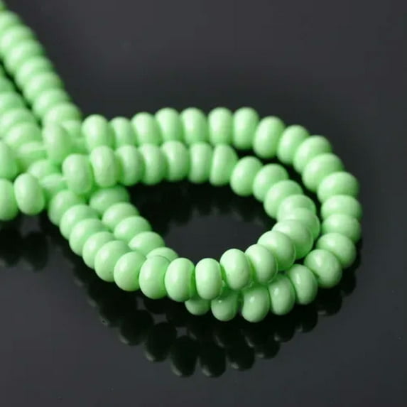 U8MO 100pcs 6x4mm Rondelle Coated Glass Loose Spacer Beads lot for Jewelry Making-Light Green