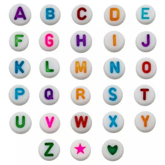 U8MO 100pcs Acrylic Round Letter Beads For Kid Handmade Jewelry Making DIY Bracelet-Color Flat Round-L-100PCS
