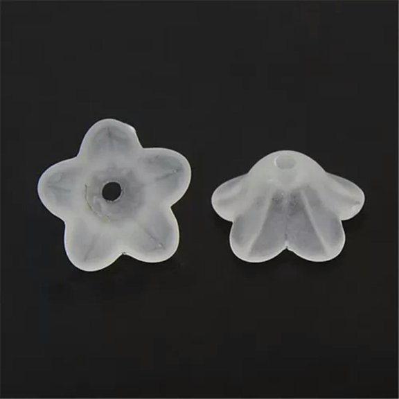U8MO 100pcs Chunky Transparent Acrylic Flower Beads Frosted Loose Bead Cap Craft 13mm-Clear