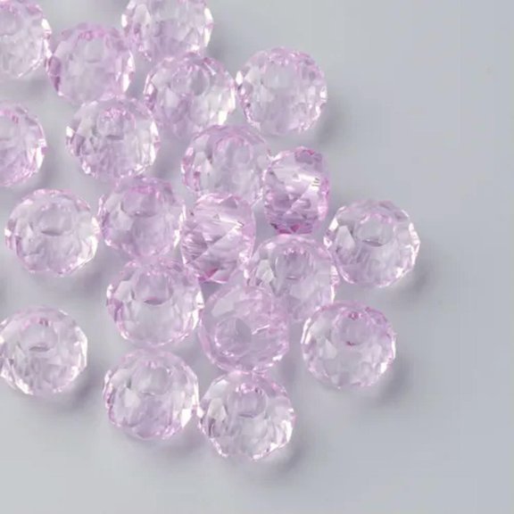 U8MO 100pcs Glass European Large Hole Rondelle Beads Faceted Mini Loose Spacer 14x8mm-Lavender