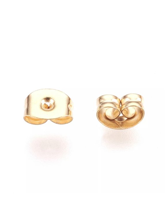 100pcs Golden 304 Stainless Steel Ear Nuts Stopper Butterfly Earring Backs 6x3mm