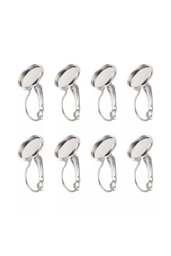 100pcs Platinum Tone Brass Leverback Earwire Hoop Earring DIY Setting 12mm Tray