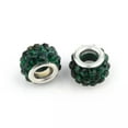 thumbnail image 1 of U8MO 100pcs Polymer Clay Rhinestone European Large Hole Rondelle Beads Loose 10~12mm-#Emerald, 1 of 2