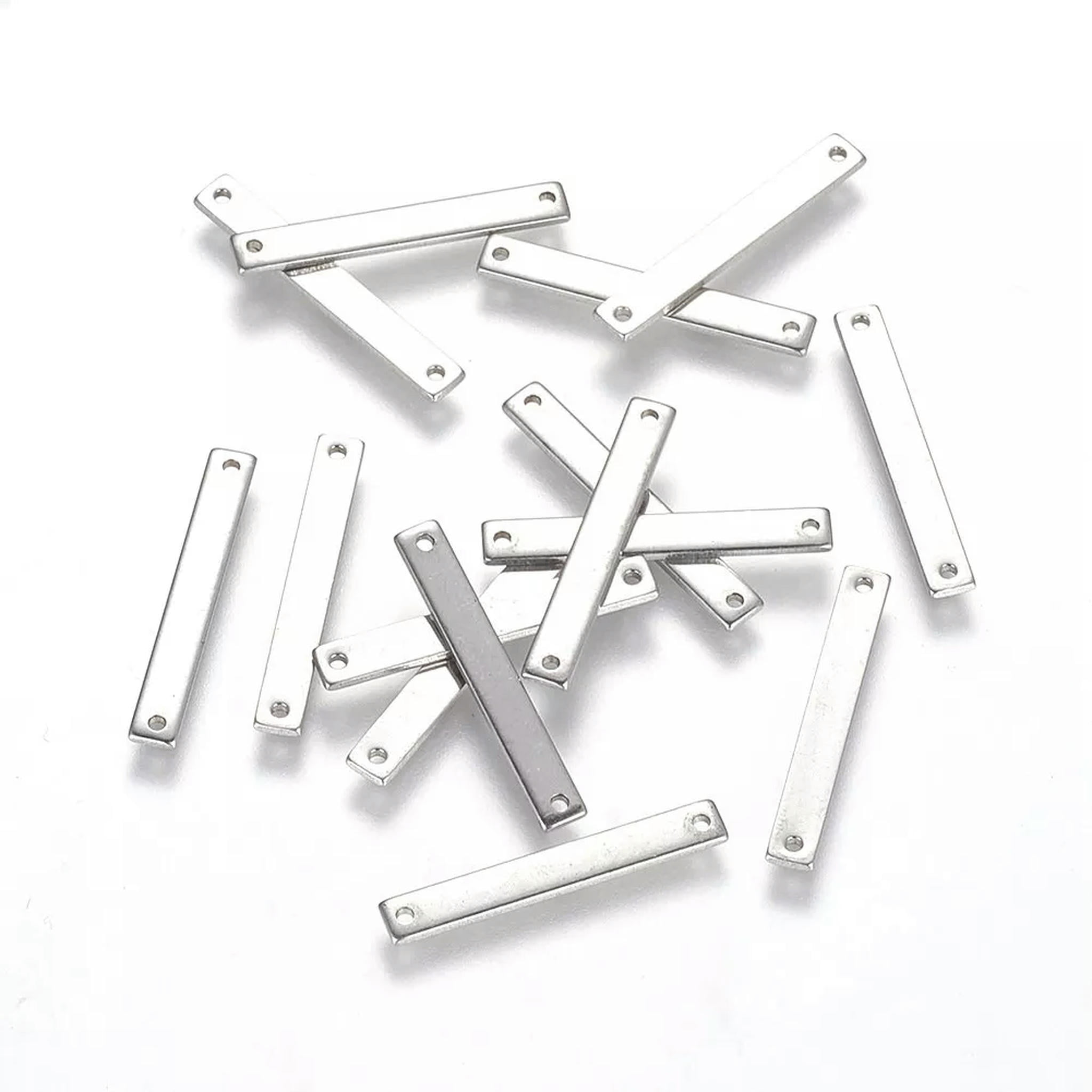 U8MO 100pcs Simple 304 Stainless Steel Connectors Smooth Rectangle Link Findings 25mm