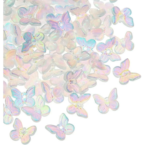 U8MO 100x Butterfly Crystal Glass Charms Beads for Jewelry Making Crafts Accessories