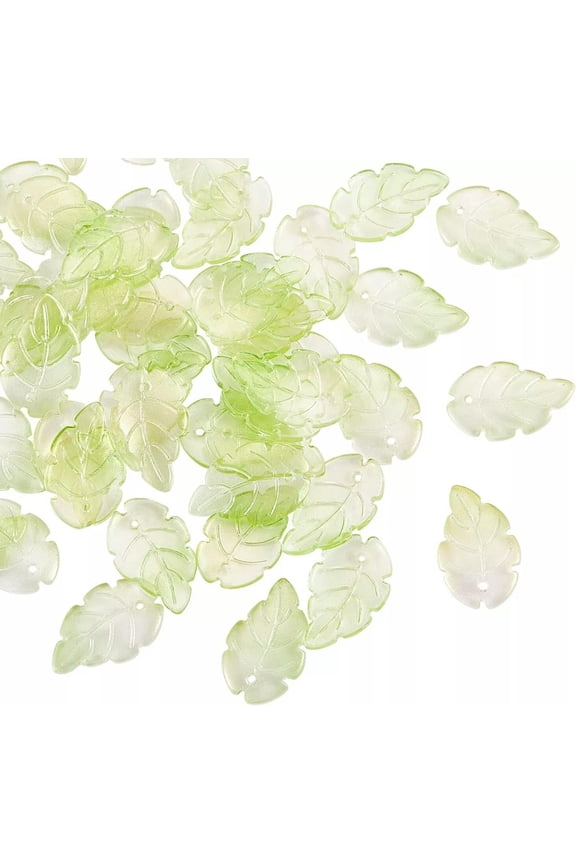 100x Crystal Glass Glitter Leaf Charms Pendants for DIY Craft Jewelry Making