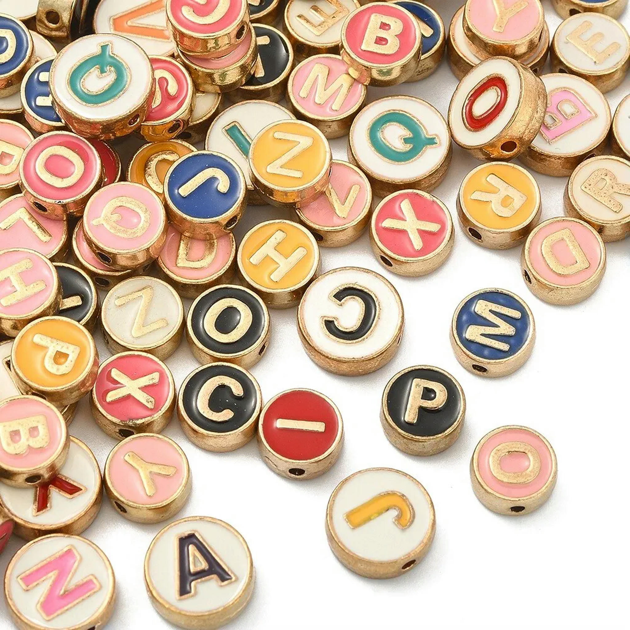 U8MO 100x Enamel Mixed Alphabet Letter Bead for Jewelry Bracelets Crafts DIY Making