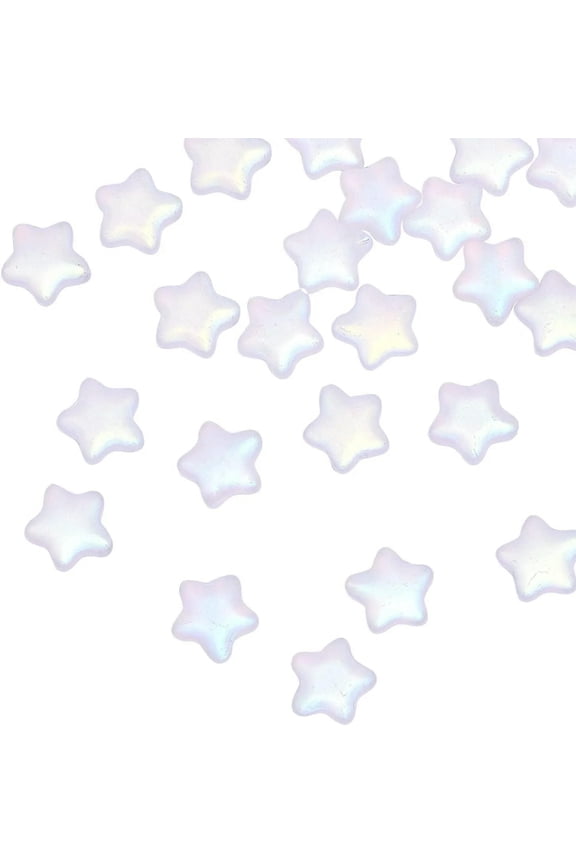 100x Frosted Glass Crystal Star Charm Spacer Beads for DIY Jewelry Craft Making