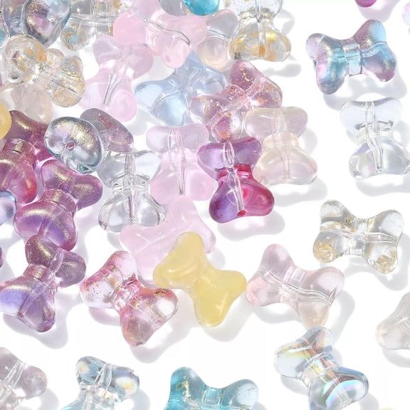 U8MO 100x Glass Crystal Bowknot Bone Loose Spacer Beads for DIY Jewelry Making Crafts