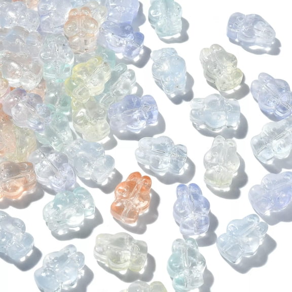 U8MO 100x Handmade Glass Lampwork Beads Rabbit Bunny Beads for Easter Jewelry Making