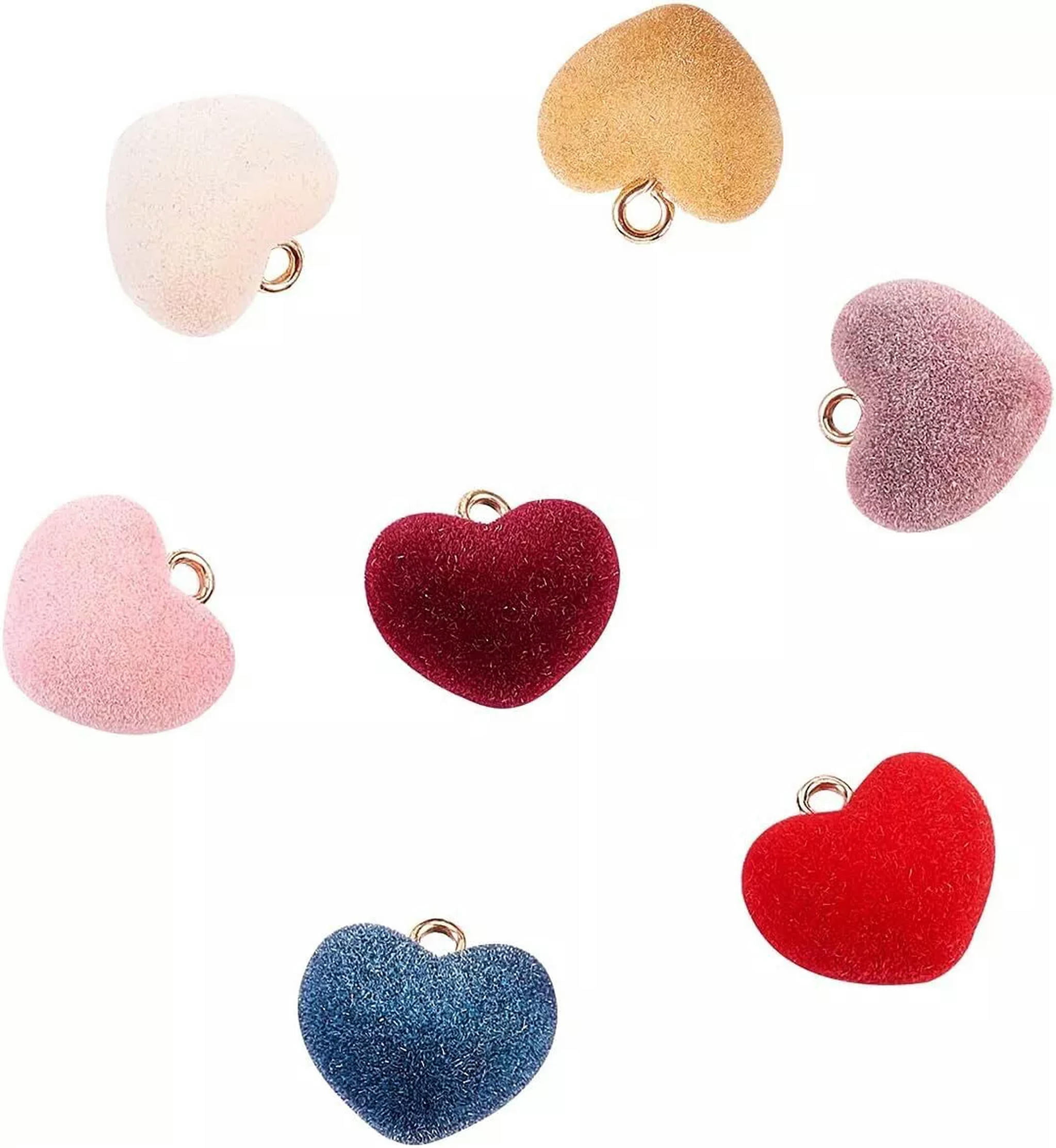 U8MO 100x Heart Flocky Acrylic Pendants for Necklace Bracelet Earrings Jewelry Making