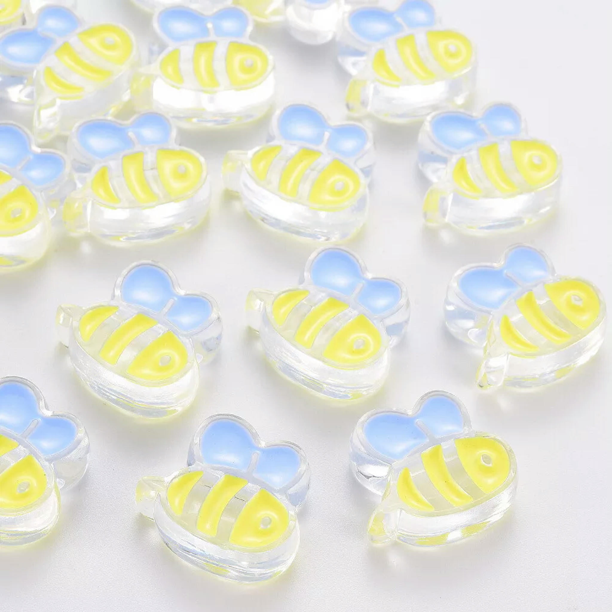 U8MO 100x Honeybee Bee Acrylic Beads for Jewelry Making DIY Hair Décor Accessories
