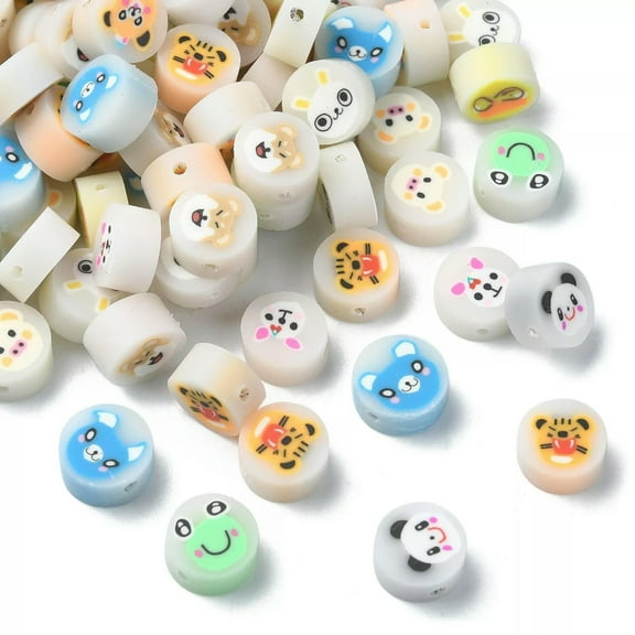 U8MO 100x Polymer Clay White Round Panda Rabbit Spacer Beads for DIY Jewelry Craft