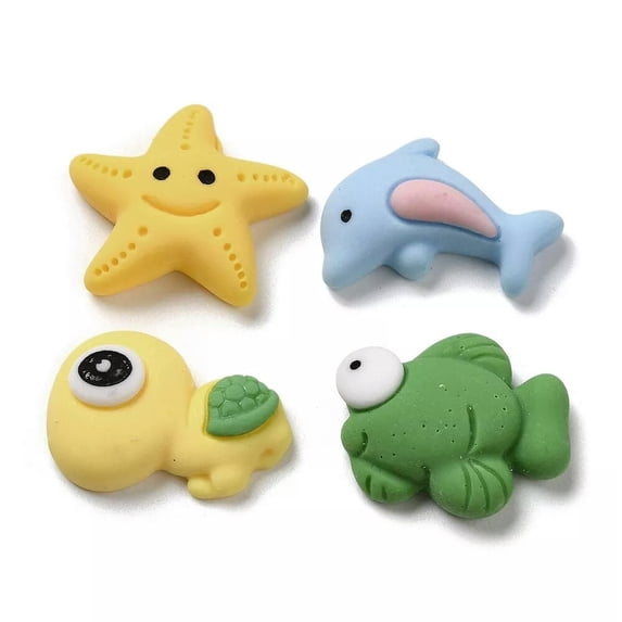 U8MO 100x Resin Ocean Theme Starfish Dolphin Tortoises Charm Cabochons Crafts Making