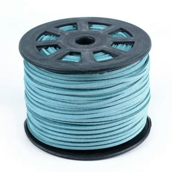 U8MO 100yards Faux Suede Lace Cord Jewelry Beading Thread Lace Velvet String 3x1.5mm-SkyBlue
