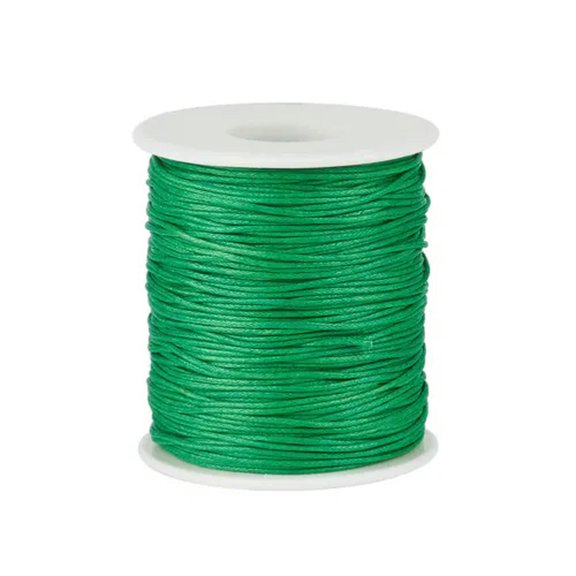 U8MO 100yds/Roll Waxed Cotton Threads Round Beading Cords Strings Spool Tiny 1mm DIA-N.Green
