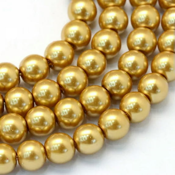 U8MO 105pcs/Strd 8~9mm Baking Painted Pearlized Glass Pearl Round Beads Loose Spacer-Goldenrod