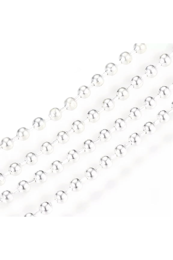 109yds/Roll Iron Beaded Ball Chains Silver Tone Cable String Nickel Free 2.4mm