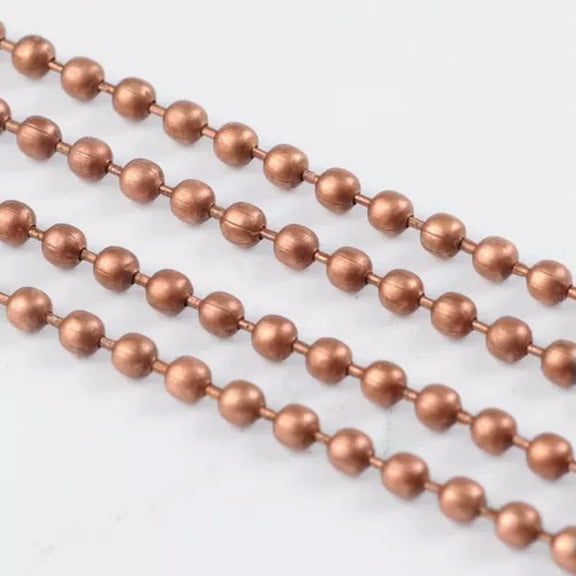 U8MO 109yds/Roll Iron Beaded Ball Chains Unwelded String Spool 1.5mm 2mm Pick Color-Red Copper-1.5mm