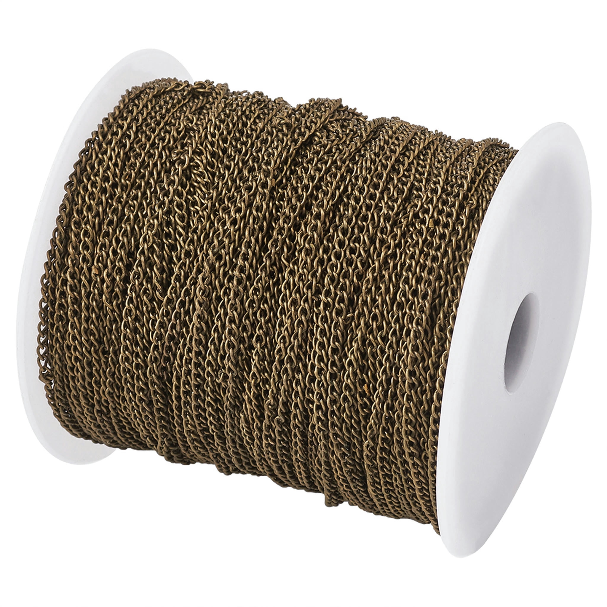 Chain Link String U8MO 109yds/Roll Iron Twisted Curb Chains Oval Link String Findings ...