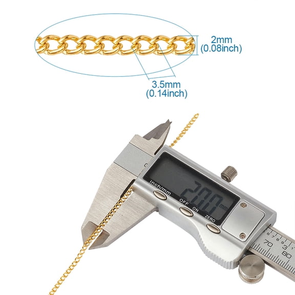 U8MO 109yds/Roll Iron Twisted Curb Chains Oval Link String Findings Spool 3x1.6x0.5mm-Gold