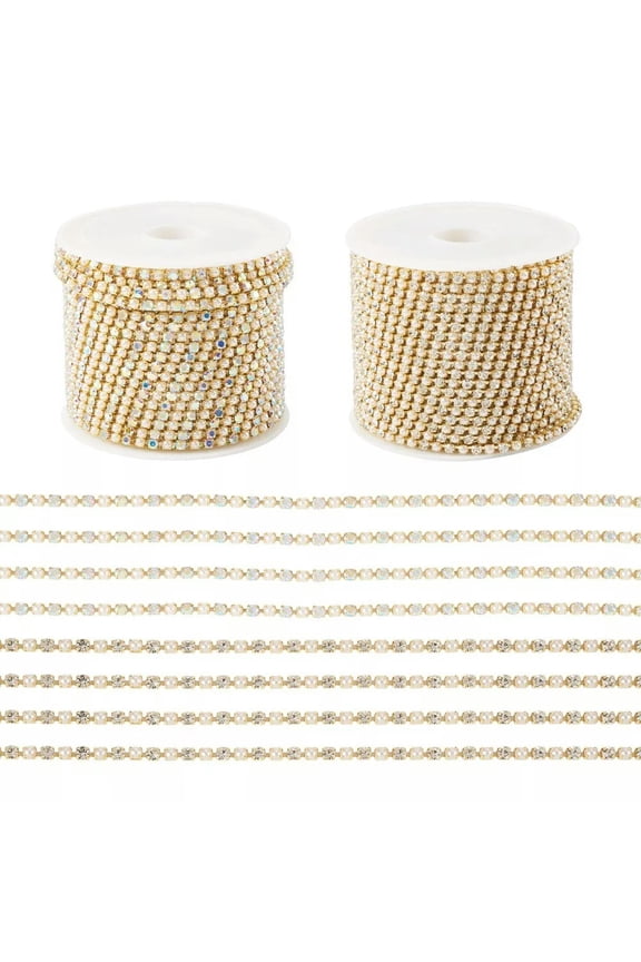 10M Raw(Unplated) Brass Rhinestone Strass Chains Rhinestone Cup Chains 2x2mm