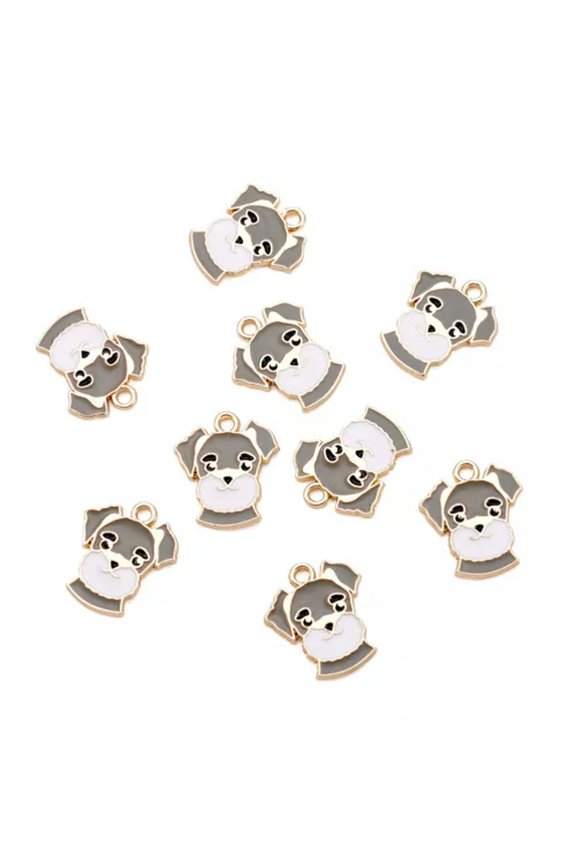 10Pcs Animal Alloy Enamel Pendants Cute Dog Dangle Charms Pendant Jewelry Making-18x15.5x1.5mm, Hole: 1.8mm