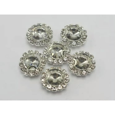 U8MO 10Pcs Flatback Sewing Crystal Rhinestone Button Wedding Invitation Embellishment-1# 12mm inner 8mm