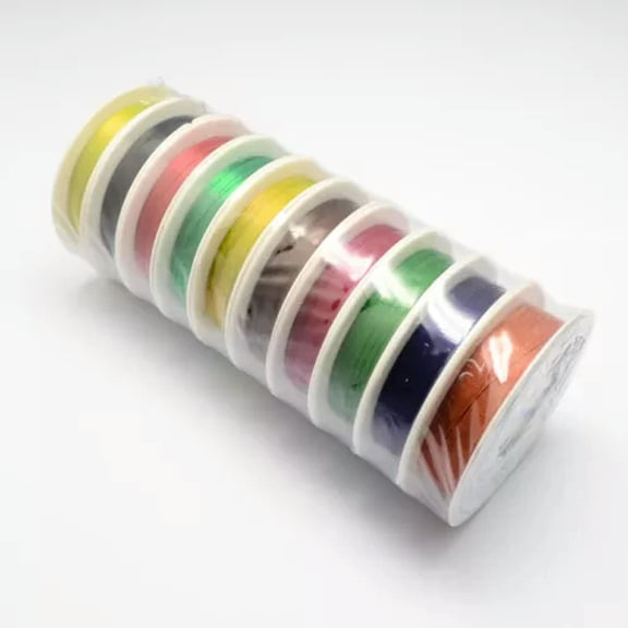 U8MO 10Rolls Tiny Iron Beading Wires Metal String Cable Round Spool Wrapped 0.3~0.5mm-0.3mm-Mixed Color