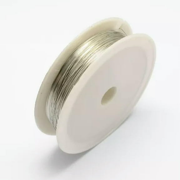U8MO 10Rolls Tiny Iron Beading Wires Metal String Cable Round Spool Wrapped 0.3~0.5mm-0.5mm-Silver