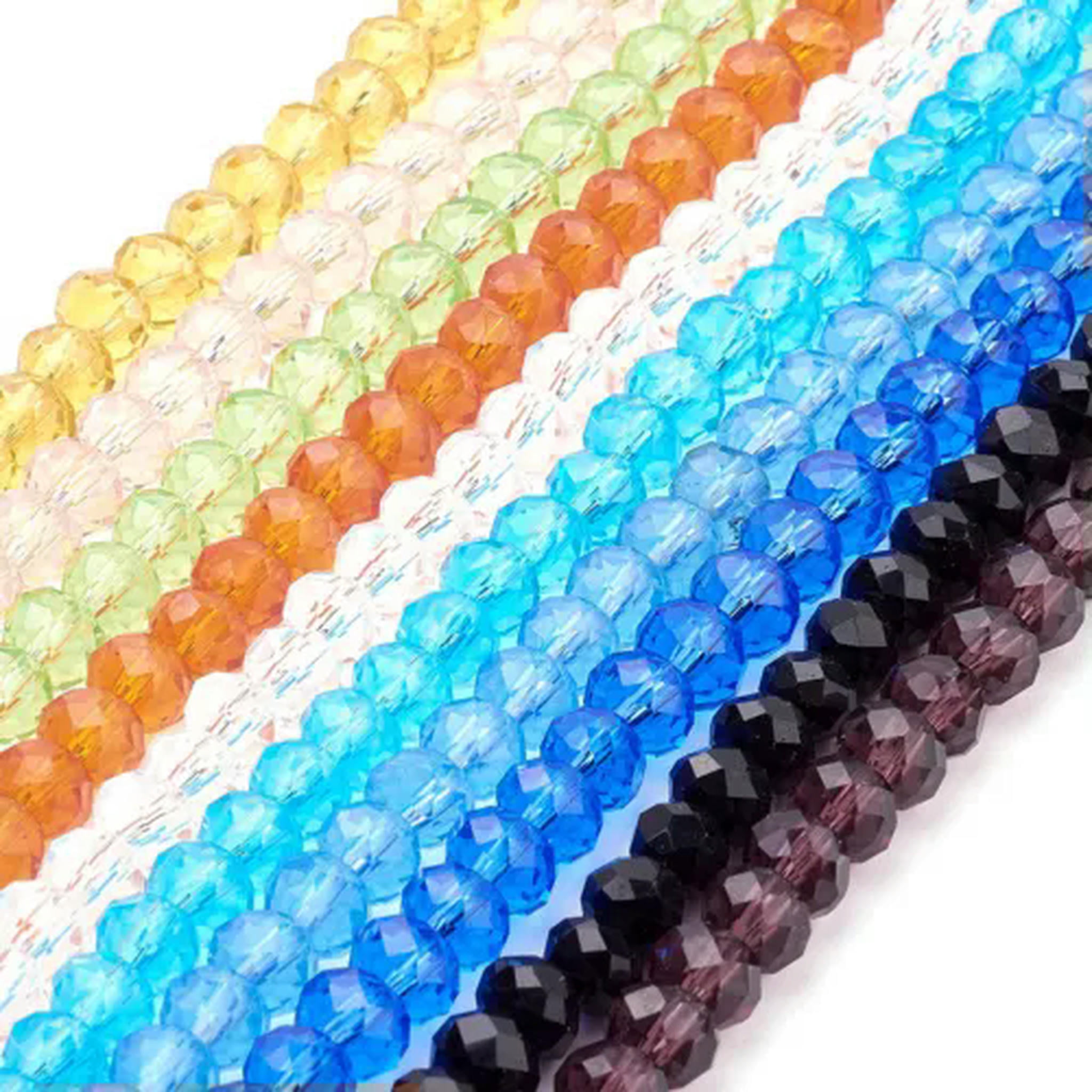 U8MO 10Strds Crystal Glass Beads Rondelle Faceted Tiny Loose Bead Beading Craft 6x4mm-Assorted
