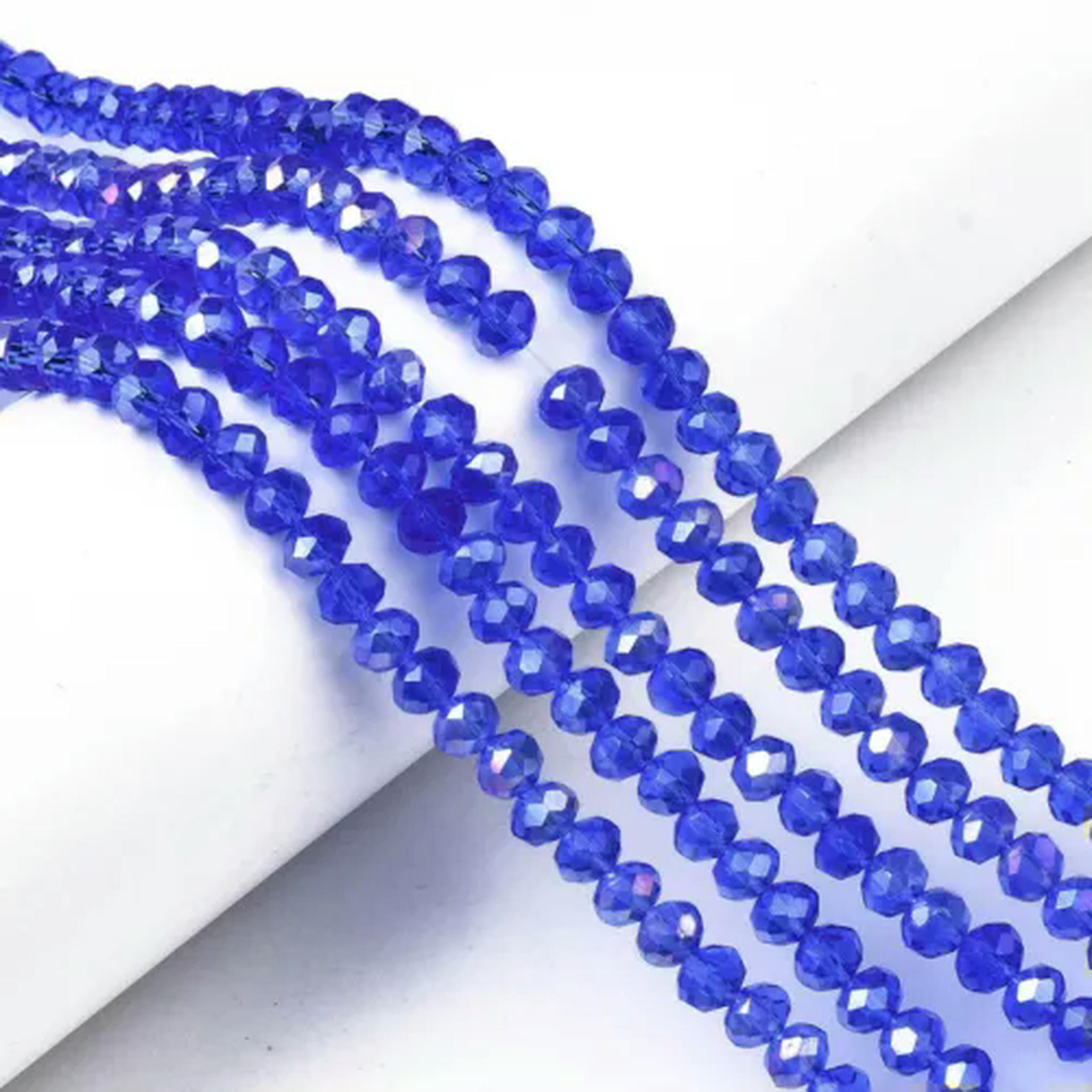 U8MO 10Strds Crystal Glass Beads Rondelle Faceted Tiny Loose Bead Beading Craft 6x4mm-Blue 02 AB