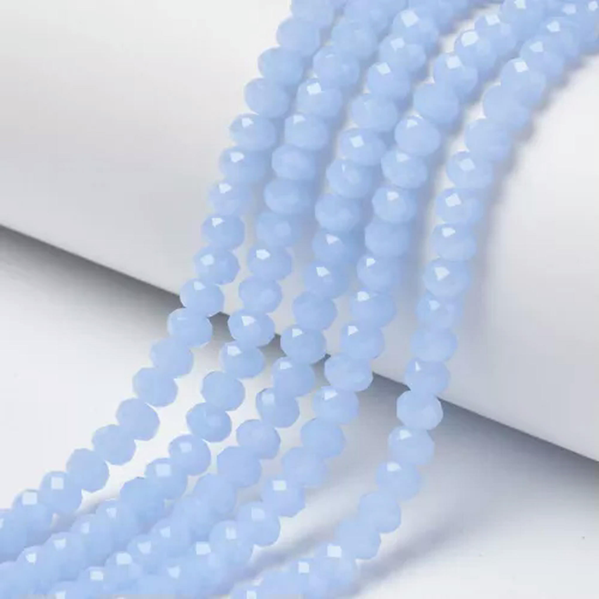 U8MO 10Strds Crystal Glass Beads Rondelle Faceted Tiny Loose Bead Beading Craft 6x4mm-Cornflower Blue