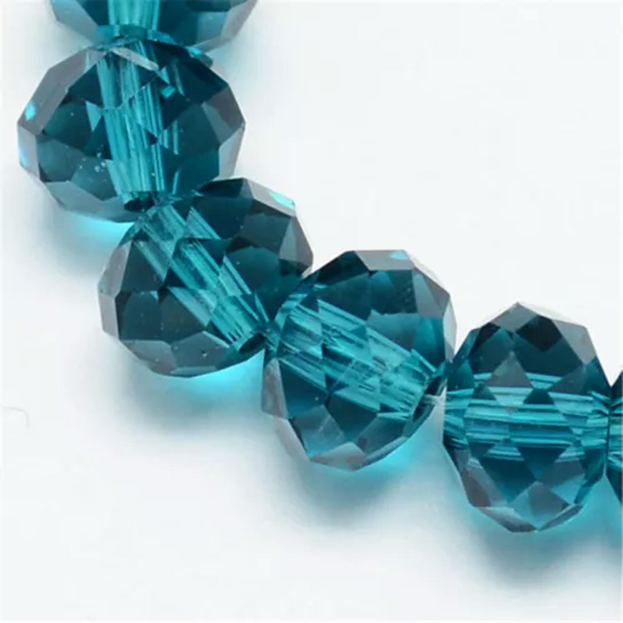 U8MO 10Strds Crystal Glass Beads Rondelle Faceted Tiny Loose Bead Beading Craft 6x4mm-Dark Cyan