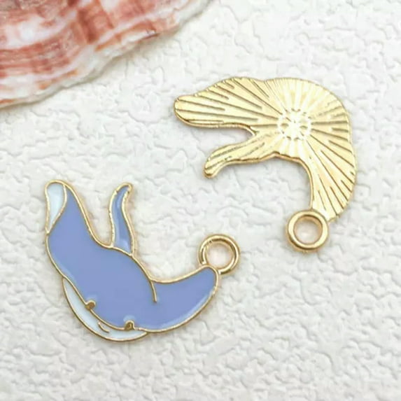 U8MO 10X Purple Ocean Scallop Shell Conch Starfish Charms Pendants for Jewelry Making-10pcs ray 20x15mm