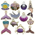 thumbnail image 1 of U8MO 10X Purple Ocean Scallop Shell Conch Starfish Charms Pendants for Jewelry Making-Mix 12pcs, 1 of 5