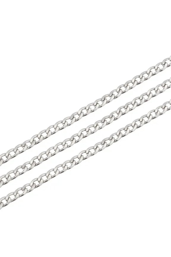 10m/roll 304 Stainless Steel Curb Chains Unwelded Links With Spool 4.6~5.5mm-4.6x3mm