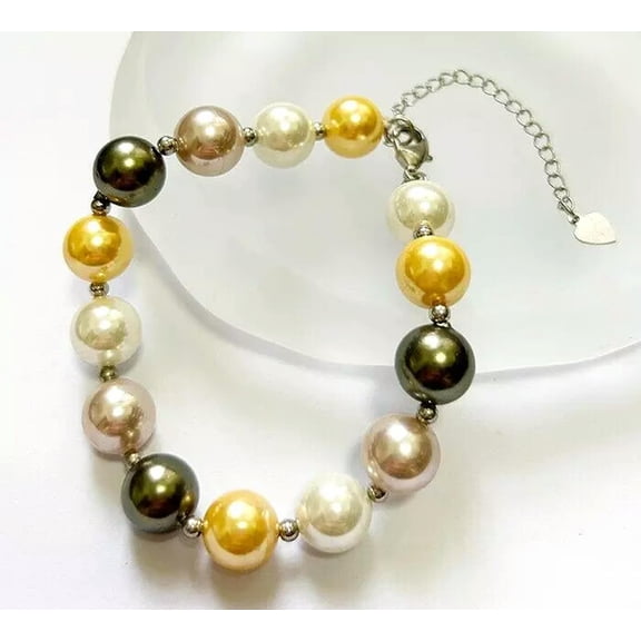 U8MO 10mm Beautiful Pearl shell Round bracelet 8"