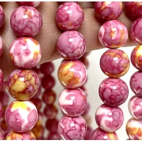 U8MO 10mm Pink yellow Rain Stone Round Beads 16"(a whole)