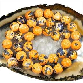 U8MO 10mm Pretty Orange Rain Stone Round Loose Beads 16"