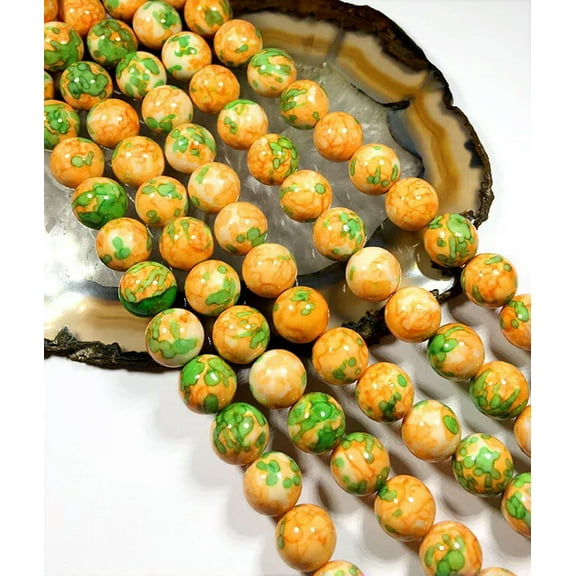 U8MO 10mm Yellow green Rain Stone Round Loose Beads 16"