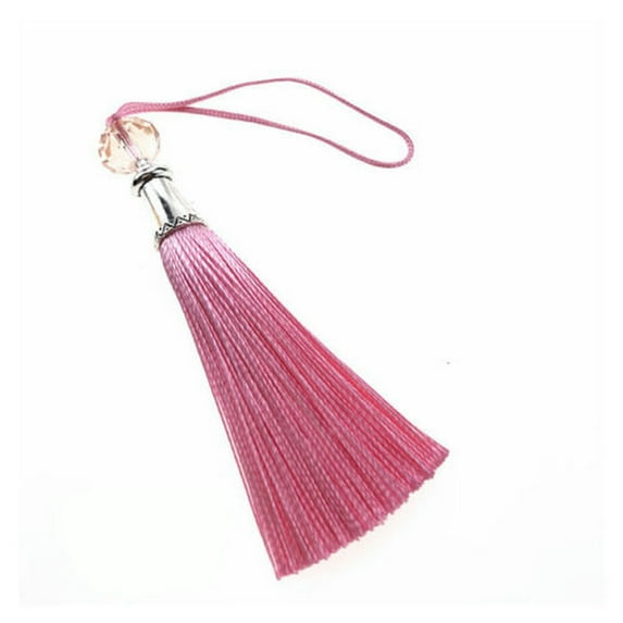 U8MO 10pc 3'' Crystal Bead tassels DIY Earrings tassel charms pendant Trim 22 Colors-Pink-10pcs