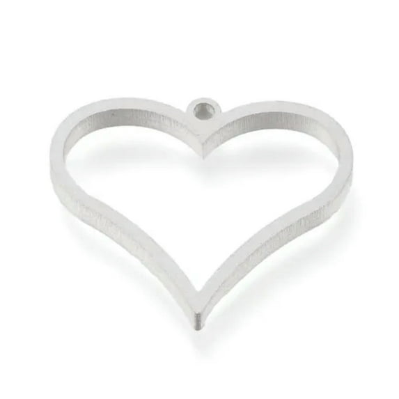 U8MO 10pc 304 Stainless Steel Open Back Bezel Hollow Frame Pendants Hang Metal Charms-Heart-25x30x3mm hole:2mm