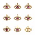 thumbnail image 1 of U8MO 10pc Colorful Brass Micro Pave Cubic Zirconia Eye Pendants Dangle Charms 15x12mm, 1 of 6