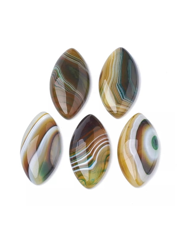 10pc Natural Brazilian Agate Stone Cabochons Horse Eye Pendants Making 40x19.5mm